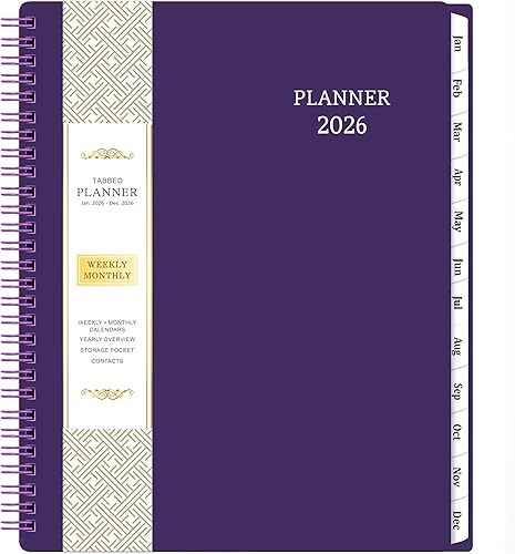 Agenda 2026 – enero 2026 – diciembre 2026, 8 x 10 pulgadas, planificador calendario 2026, planificador semanal y mensual encuadernado en espiral,