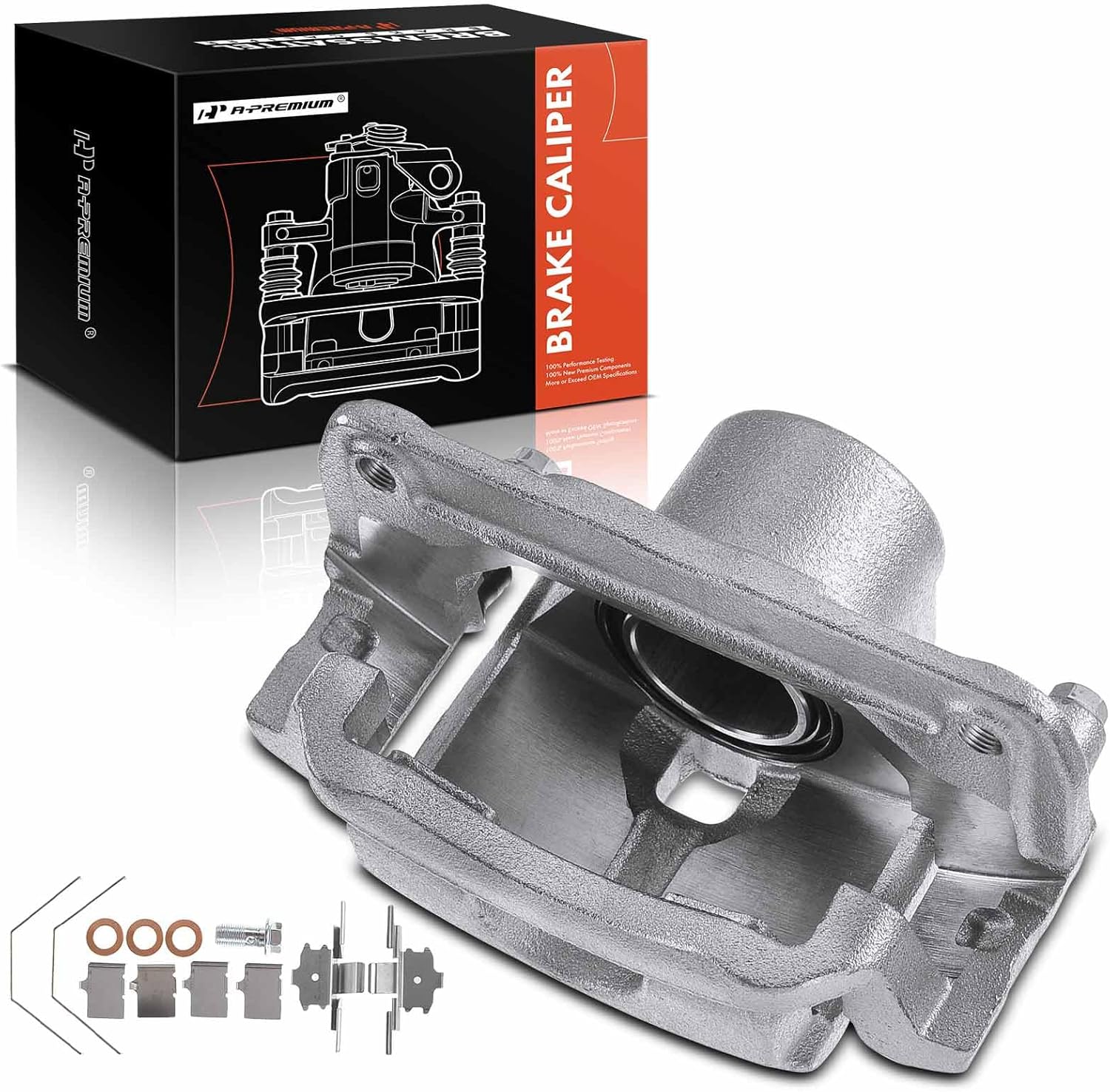 A-Premium Disc Brake Caliper Assembly with Bracket Compatible with Select Mazda, Lincoln, Mercury and Ford Models - 6 2006-2013, Fusion 2006-2012, MKZ 07-12, Zephyr 06, Milan 06-11 - Front Passenger