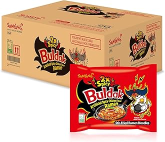 2X Buldak (Korean) Hot Spicy Chicken Stir Fried Ramen 4.94 oz (Pack of 20)