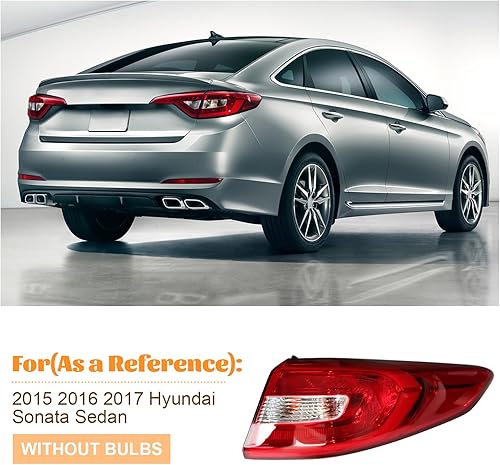 Miniatura 2 de Para 2015 2016 2017 Hyundai Sonata Sedan Luz trasera exterior halógena lámpara trasera reemplazo derecho lado del pasajero carcasa cromada lente
