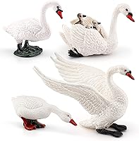 Vista 1 de LC JoyCre 4PCS Cisne Blanco Figura Ganso Cisne Juguete Figura de Animal para Niños Pequeños Figuras de Animales Preescolares Proyecto Educativo