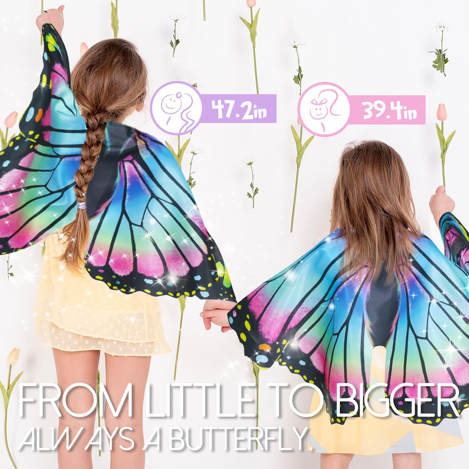 iROLEWIN Girls Butterfly-Wings for Toddler Kids Butterfly-Costume 6 Pack Fairy Wings as Birthday Gifts Party Favors Dress-up