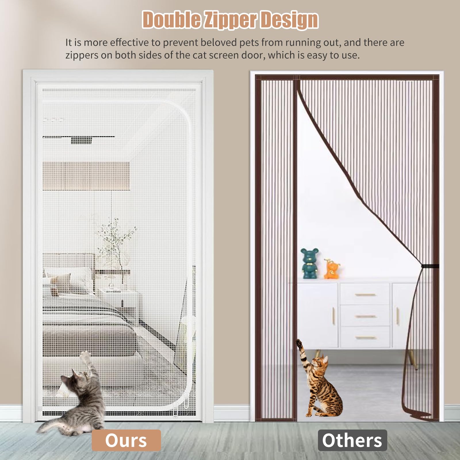 SHRRL Kattenrooster, balkondeur, verdikt kattenbeschermingsrooster voor woonkamer, slaapkamer, keuken, terras, hond en kat, gaasdeur met ritssluiting (geschikt voor deurgrootte: 90 x 210 cm SHRRL Kattenrooster, balkondeur, verdikt kattenbeschermingsrooster voor woonkamer, slaapkamer, keuken, terras, hond en kat, gaasdeur met ritssluiting (geschikt voor deurgrootte: 90 x 210 cm