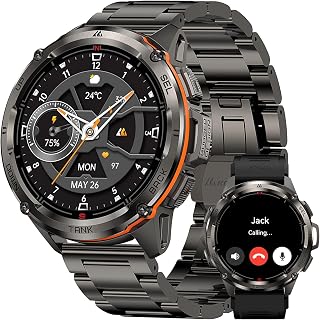 AMAZTIM T3 Ultra GPS Smartwatch for Men - 6-Satellite GPS, Compass, Military Stainless Steel, 50M Waterproof, 470mAh Battery, Bluetooth Calling, 1.43" AMOLED