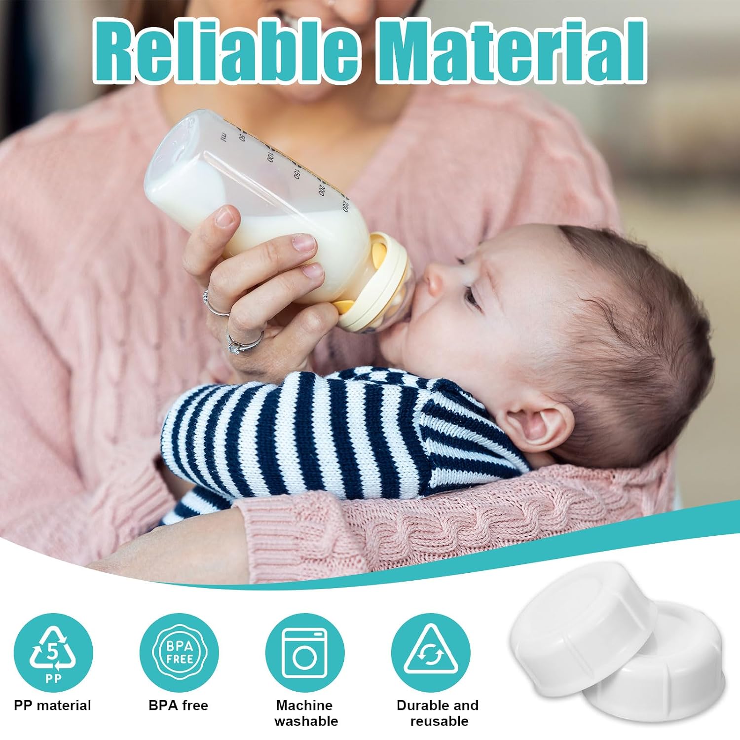 10Pcs Narrow Baby Bottle Caps Compatible with Dr Brown's, Medela, Ameda, Travel Bottle Caps Replacement Parts for Dr Brown, Storage Baby Bottle Lids with Sealing Gasket BPA Free Leak Proof (White)