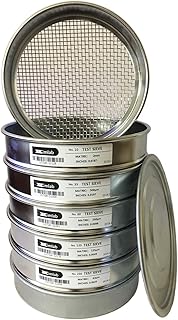 KimLab Economy 8 Pcs Test Sieve with Lid and Pan,#5,#10,#35,#60,#120,#230 Mesh Size,304 Stainless Steel Wire Cloth, 8