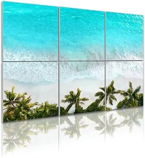 Art Acoustic Panels Aerial view summer amazing Sandy coastline palm trees as turquiose sea 6 Pack Decorative Sound Absorbing Wall Panels 72x48" Noise Canceling Soundproof Padding Room Decor for Office