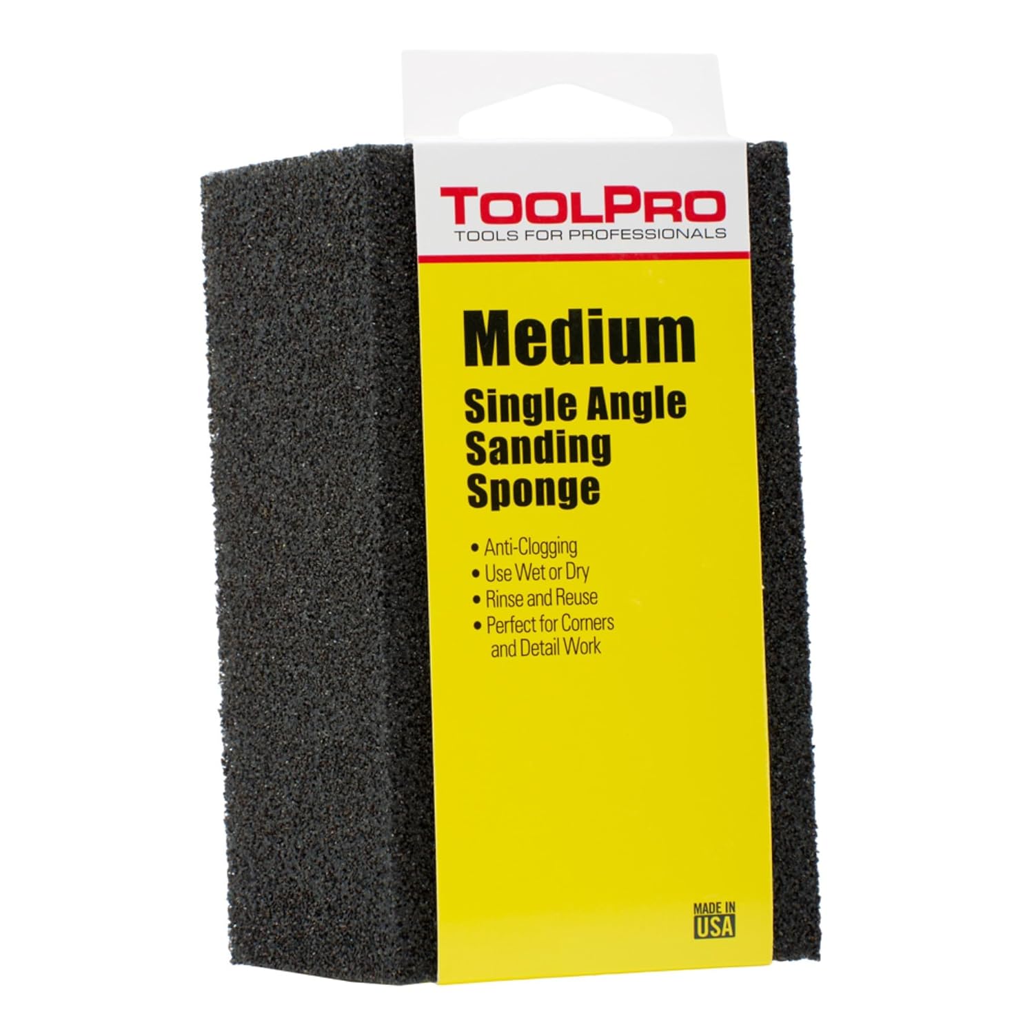 ToolPro Sanding Sponges - Bulk Box of 24 Durable Finishing Tools for Drywall & Wood (Fine/Medium Dual Angle)