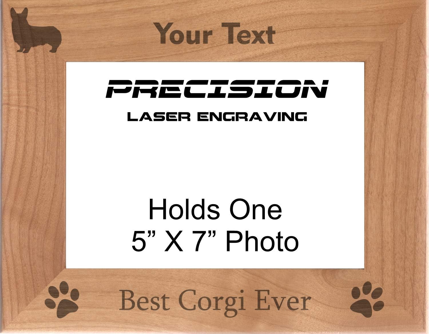 Personalized Best Corgi Ever Engraved Natural Wood Picture Frame Custom Text