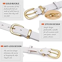 Vista 42 de Cinturones para mujer para jeans de 1.1 pulgadas de ancho, cinturones para vestidos de cuero de grano completo con hebilla dorada, caja de regalo
