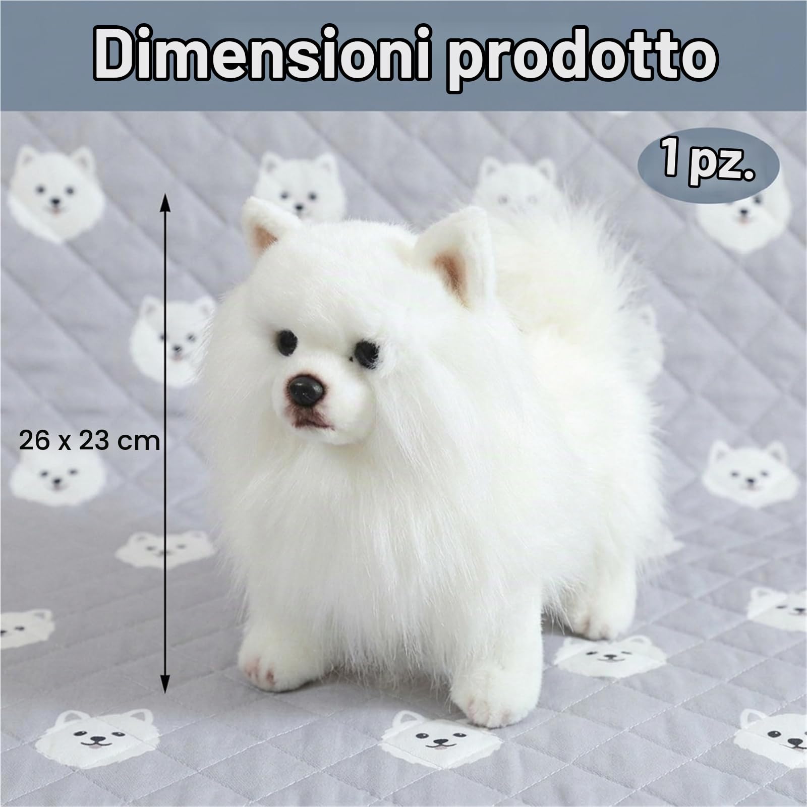 Soft Pomeranian Cane Peluche, 23CM Carino Cucciolo di Peluche Perfetto Regalo per Bambini Ideale per il Gioco Confortevole e la Decorazione della Camera da Letto(WhitePome)