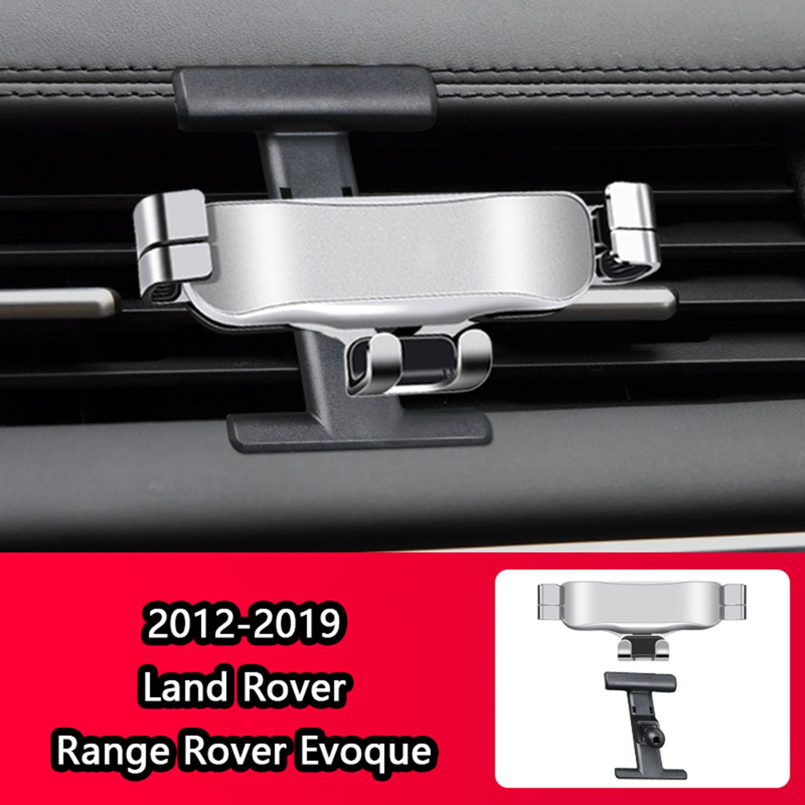 HJHDKL Car Phone Holder for Land Rover Range Rover Evoque 2012-2019, Adjustable Car Phone Mount 360° Flexible Rotation, Car Mobile Phone Holder Anti-Slip Shockproof, Car Accessories,B Silver, normal