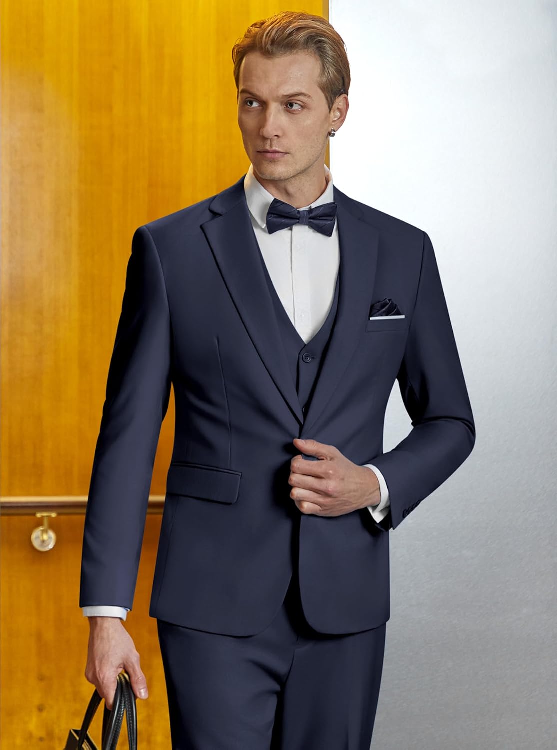 WULFUL Men’s Slim Fit Suit One Button 3-Piece Blazer Dress Business Wedding... - Picture 53 of 257