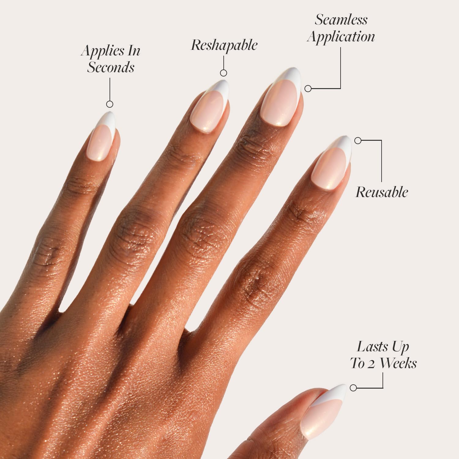 Glamnetic x GLAMZILLA Press-On Nails Bundle - GIVE 'EM GRACE & Caviar | Short Almond Fake French Tip Nails with Gold Glaze | Short Almond Black French Tip False Nails | Durable, Salon-Quality Nail Kit