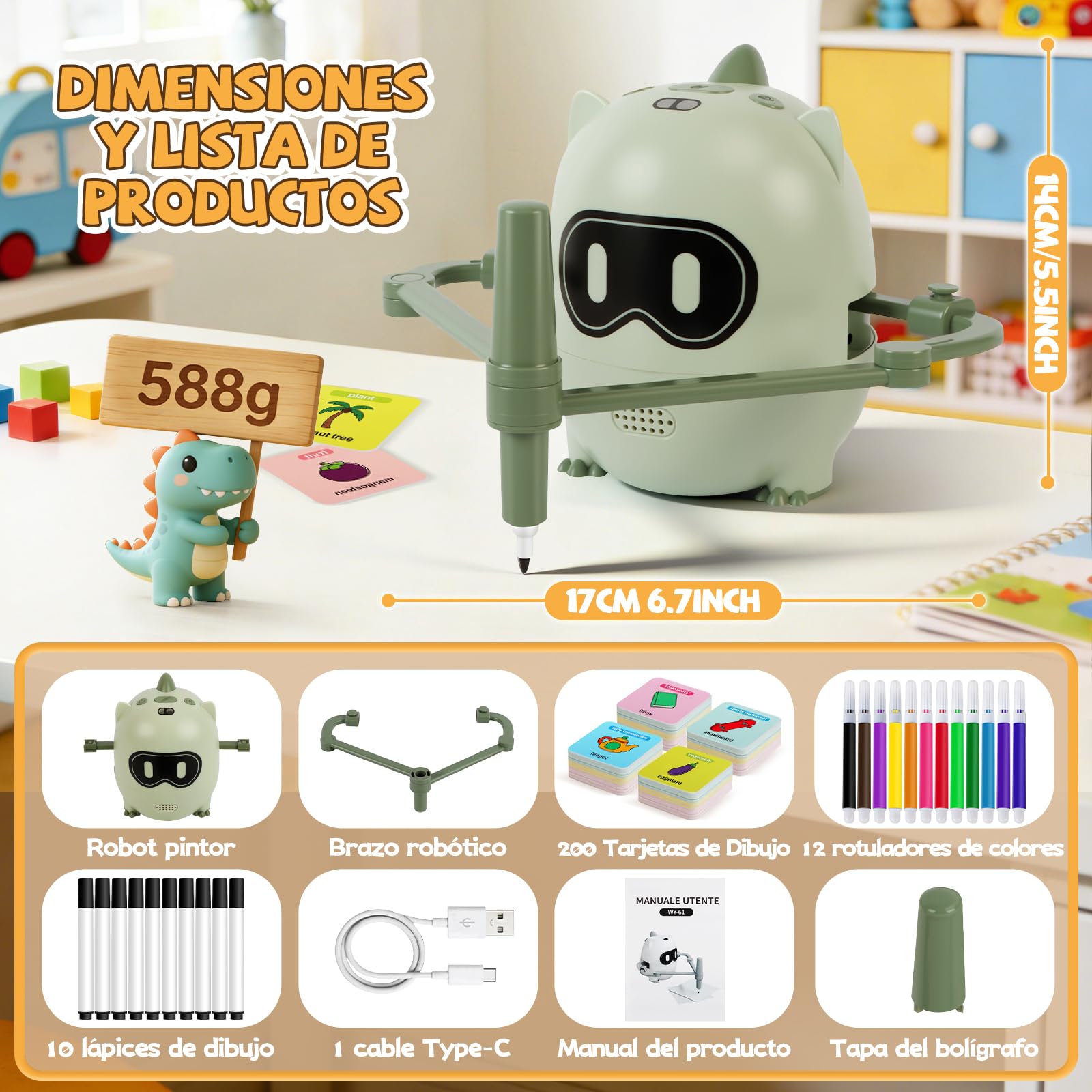 Charmofun Robot de pintura para niños, 200 tarjetas de aprendizaje, robot de dibujo para niños con reconocimiento de cámara, máquina de dibujo educativa interactiva, juguete educativo Montessori para