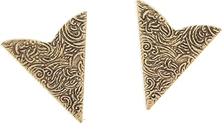 Stamped Collar Tips - Antique Brass Finish - Western Collar Tip - Durable Dress Shirt Collar TIps for Men & Women - Made in USA - Sold in Pair
