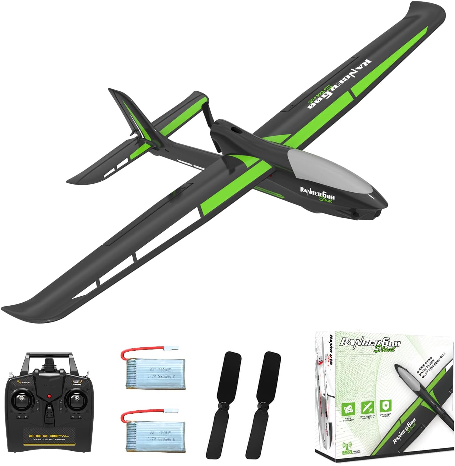 RC Plane Ranger600 Stunt 4 Channel Glider Remote Control Airplane Ready to Fly 2.4Ghz RC Airplane with Xpilot Stabilization System & One Key Aerobatic for Beginners,Adults