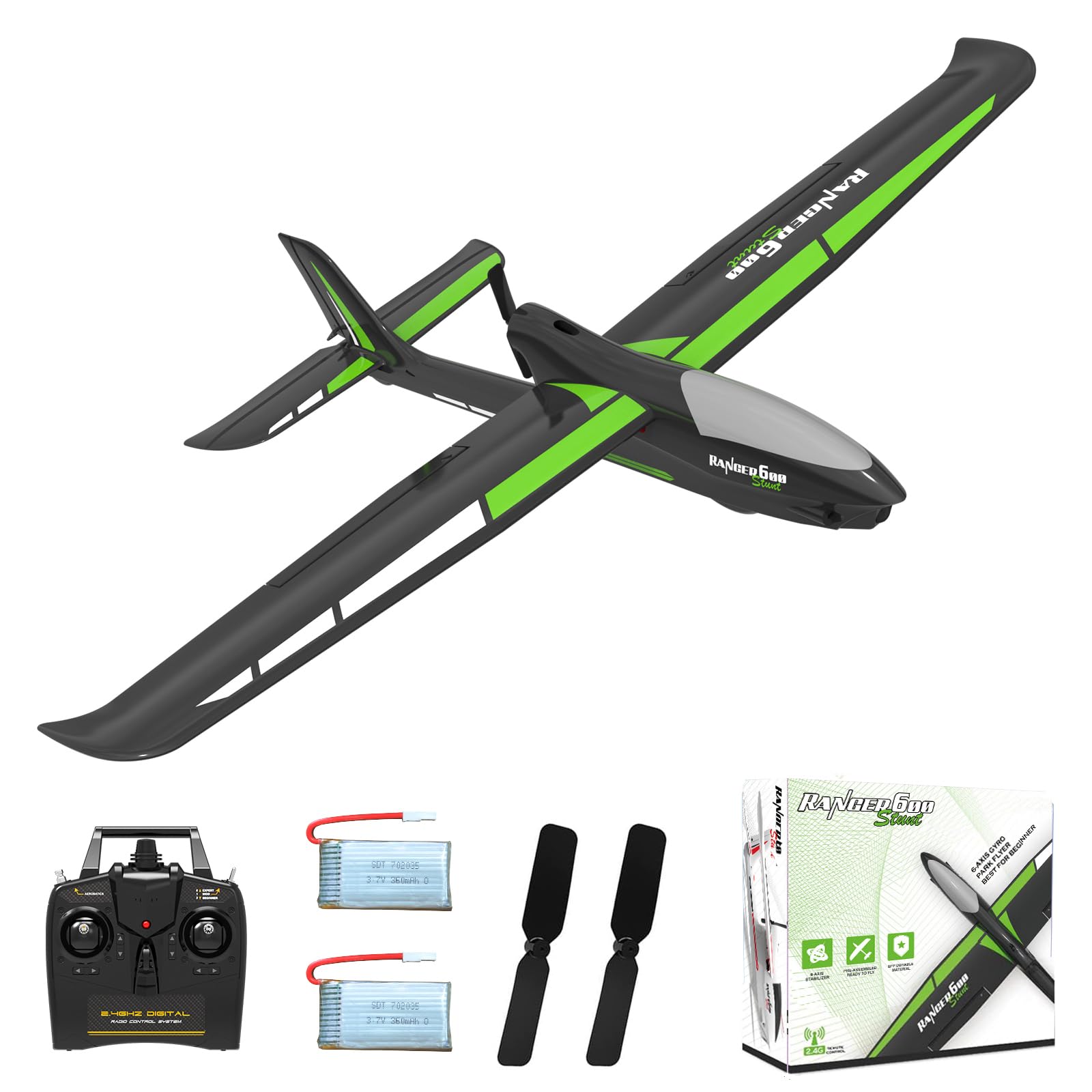 RC Plane Ranger600 Stunt 4 Channel Glider Remote Control Airplane Ready to Fly 2.4Ghz RC Airplane with Xpilot Stabilization System & One Key Aerobatic for Beginners,Adults