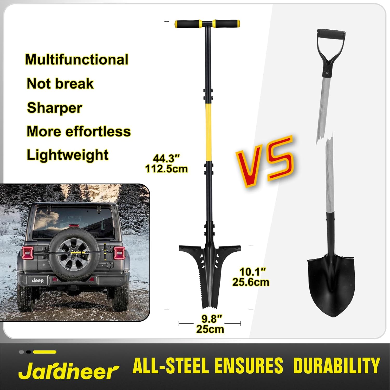 Jardineer Garden Shovels for Digging with Long Handle, Root Shovel for Cutting Roots with Comfortable Grip