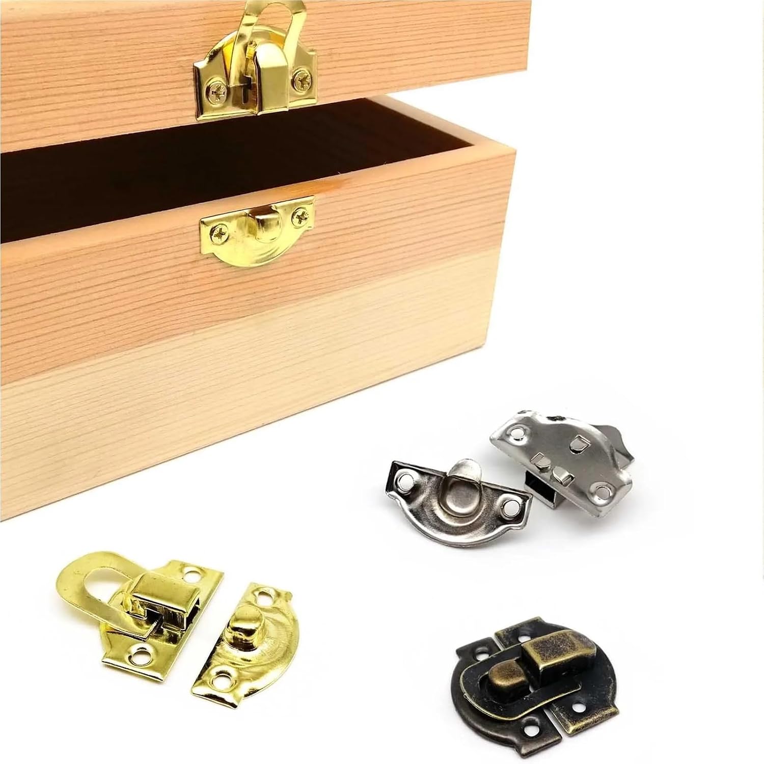Toggle Latch Clamp 20Pcs Mini Small Golden Silver Bronze Latch Hasp Hook Can Lock Lockable With Screws for Freezer Door(D silver 35x48mm)