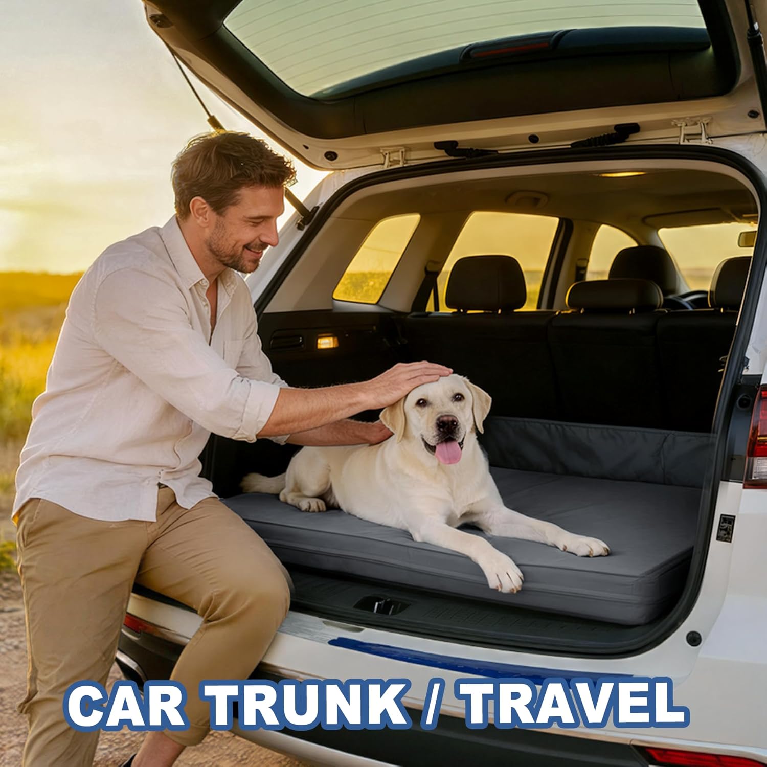 Vonabem Outdoor Waterproof Dog Bed Washable, XXL Crate Pad 48 Inch, Foam Large Pet Bed with Removable Cover Reversible, Durable Leather Anti-Slip Kennel Pads 47"x29" Grey