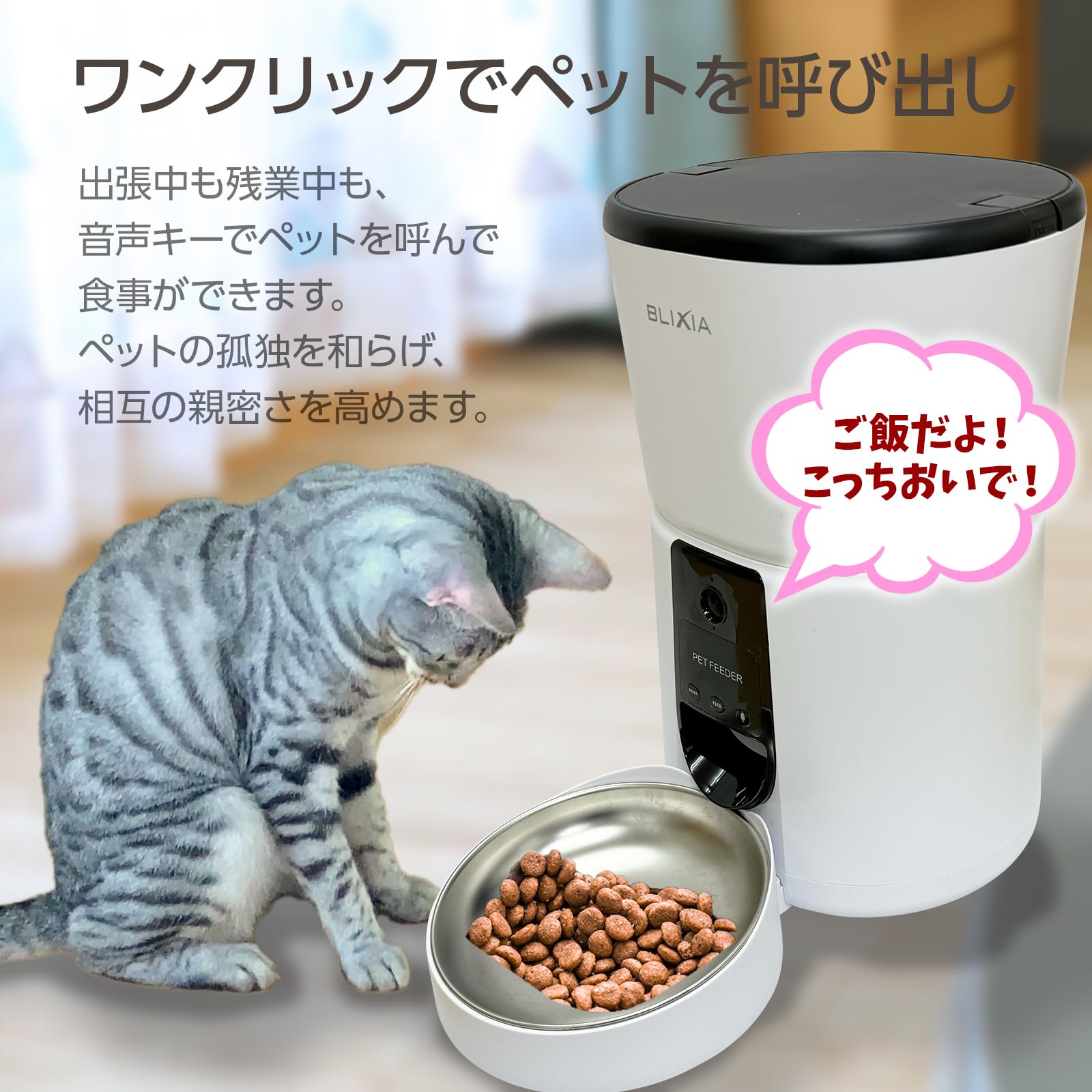 Amazon | ブリシア 自動給餌器 猫 犬 餌やり機 4Lコンパクトタイプ