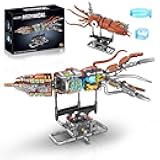 Suplanet Mechanical Squid Building Set with Lights, Rotatable Link Components & Display Stand, STEM Building Set for Boys and Girls 8-14, Home Office Decor for Adults, Mechanical Enthusiasts（633PCS）