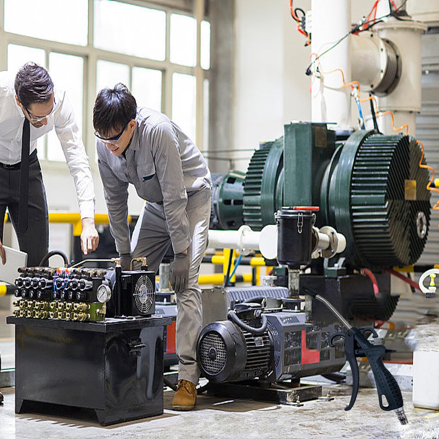 High Volume Air Blow Gun with Rubber Guard, Air Flow Nozzle, Industrial Household Air Blower Gun Angle Ben Jet Nozzle, Air Gun Pneumatic for Compressor Pneumatic Tool for Dust Cleaning Car Detailing. 5 71HTVd0IJhL. AC SL1500