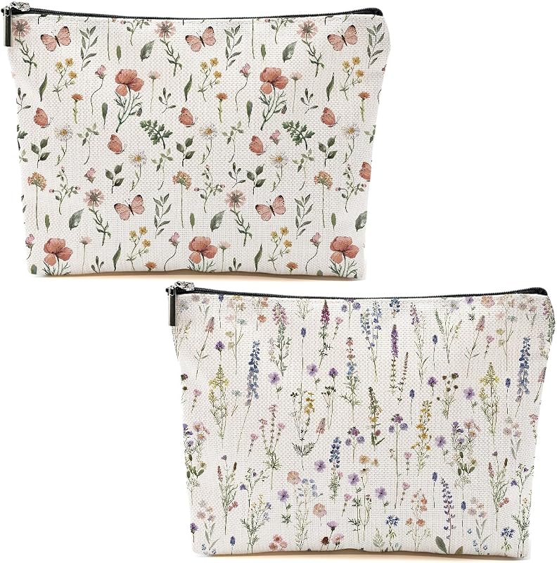 Necessaires florais CSHVJ com zíper, 2 unidades, Multicolor 0417