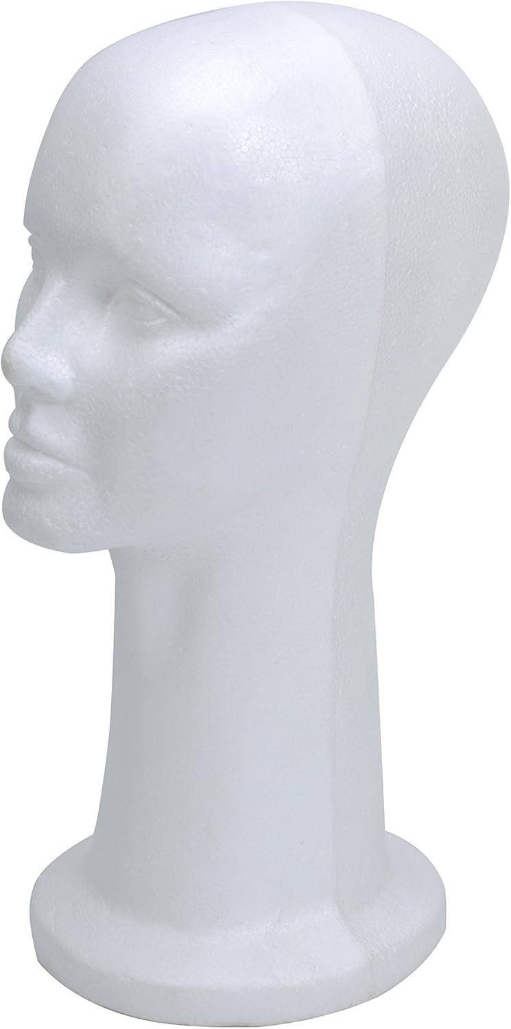 BHD BEAUTY 15" Styrofoam Foam Mannequin Manikin Display Head Wig Hat Stand White Foams Sale