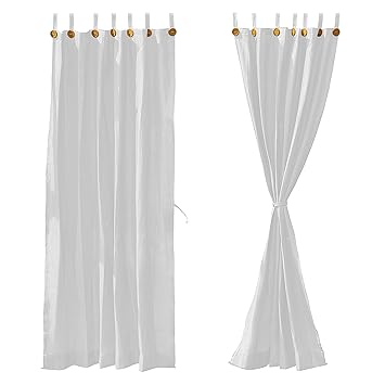 TRINQET Net Unique Design Curtain (Net Button Loops tab Top) Multipurpose Uses- Home, Outdoor, Hospital, Public Area | Curtains for Living Room Kitchen & Hall, Pack of 2_White_(4.5x7.5) Feet