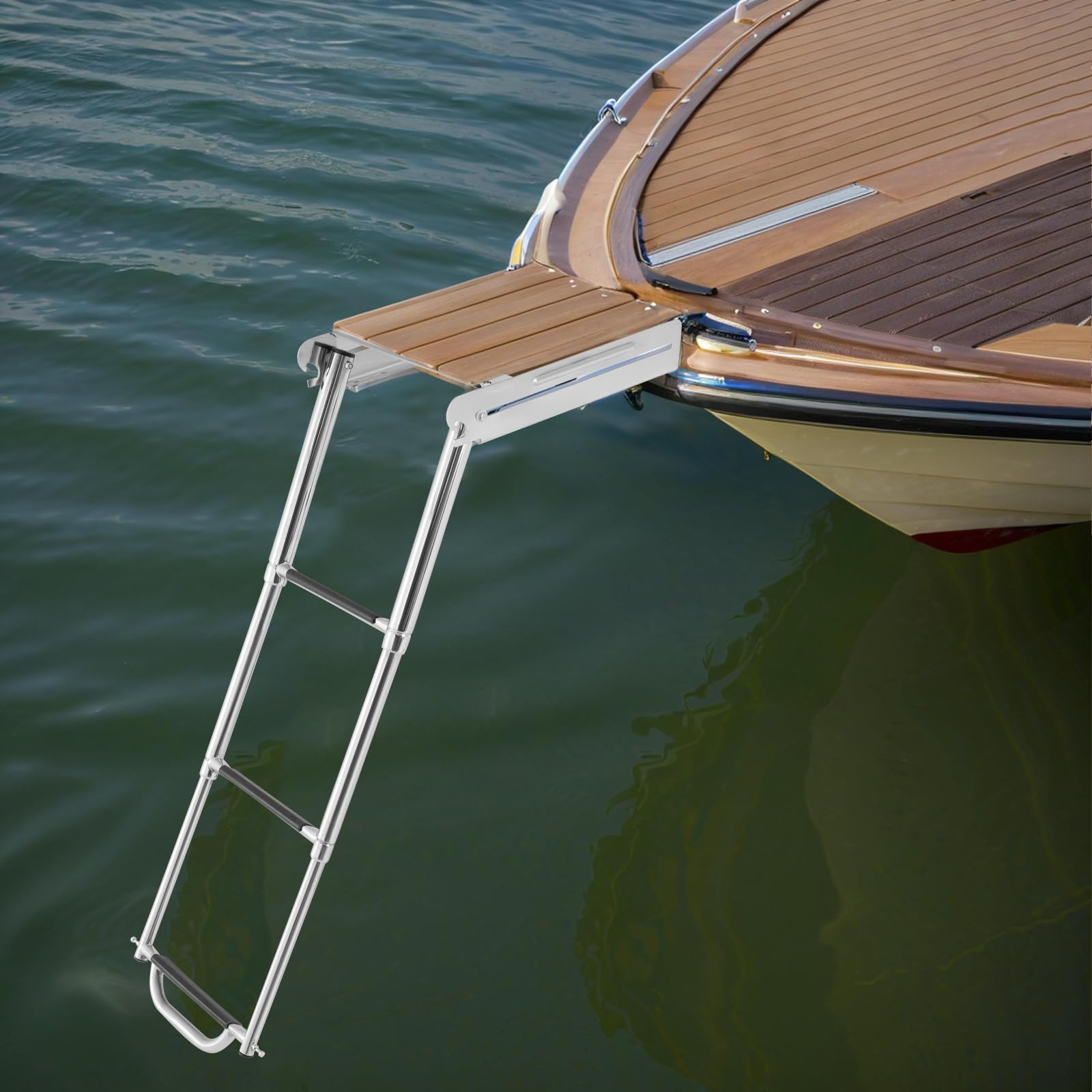 Scala pieghevole per barche in acciaio inox, con pedali robusti, fino a 300 kg, per barche velivole, yacht, barche ricreative, in acciaio inox
