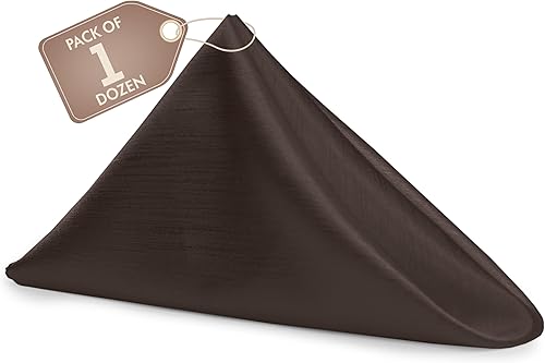 Ultimate Textile -1 docena - Reversible Shantung Satin - Majestic - Servilletas de tela Majestic de 17 x 17 pulgadas color marrón chocolate