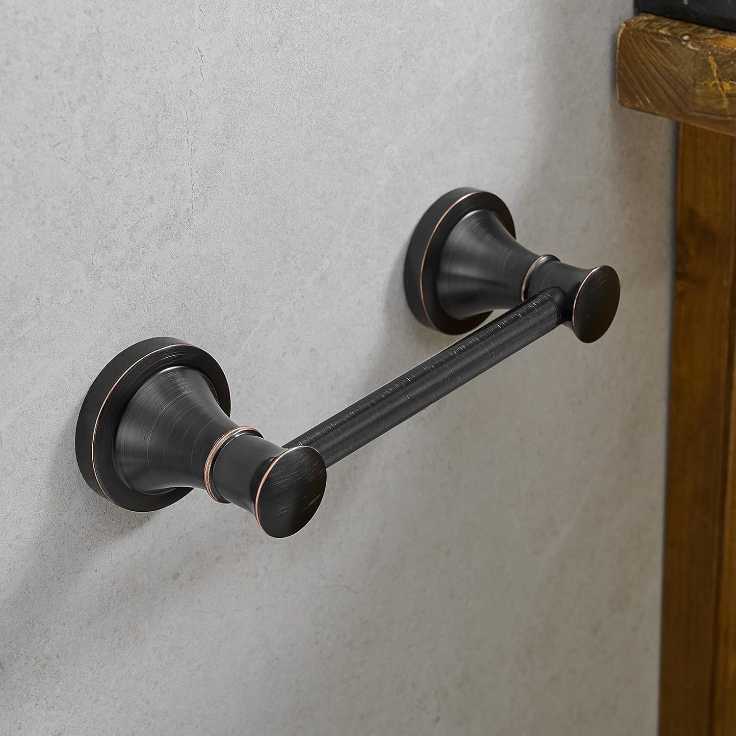 Hoimpro Wall Mounted Rustproof Toilet Tissue Paper Holder & Adjustable Retractable 15-27 Inches Stainless Steel Bathroom Towel Bar, Oil Rubbed Bronze