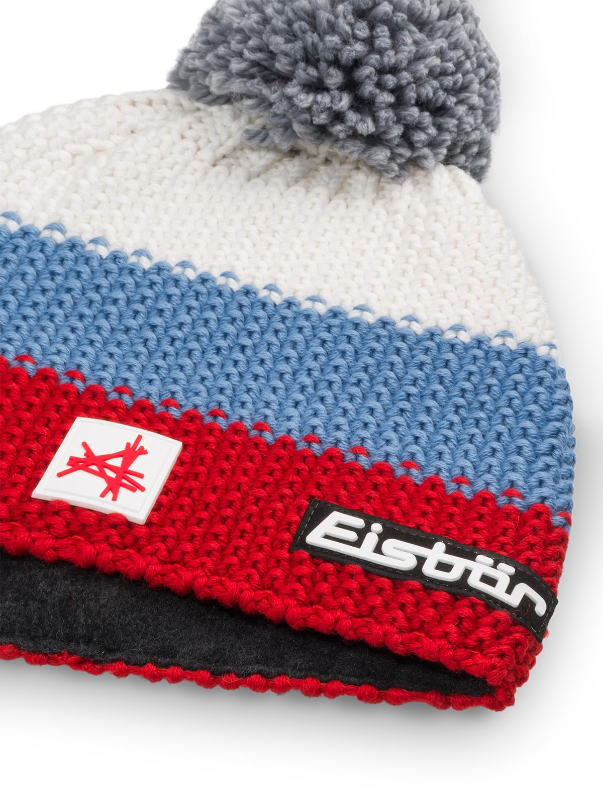 Eisbär Bonnet Star Pompon Ski Austria Kids - Bonnet d'hiver chaud pour garçon et fille - 55 cm (7-8 ans) - Respirant avec bande intérieure en polaire - Bonnet à pompon pour enfant fabriqué en Autriche