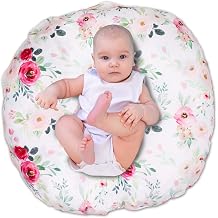 Floral Newborn Lounger Pillow Cover, Lounger Cover for Boys Girls,Pink Flower, Snugly Fit Infant Lounger for Baby, Infant Removable Slipcover, Breathable & Reusable Lounger Pillow Not Included