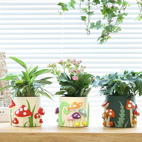 Miniatura 9 de GUGUGO Macetas de líneas pastel de 8 pulgadas, bonita maceta única de arcoíris con drenaje, macetas eclécticas retro vintage para plantas de