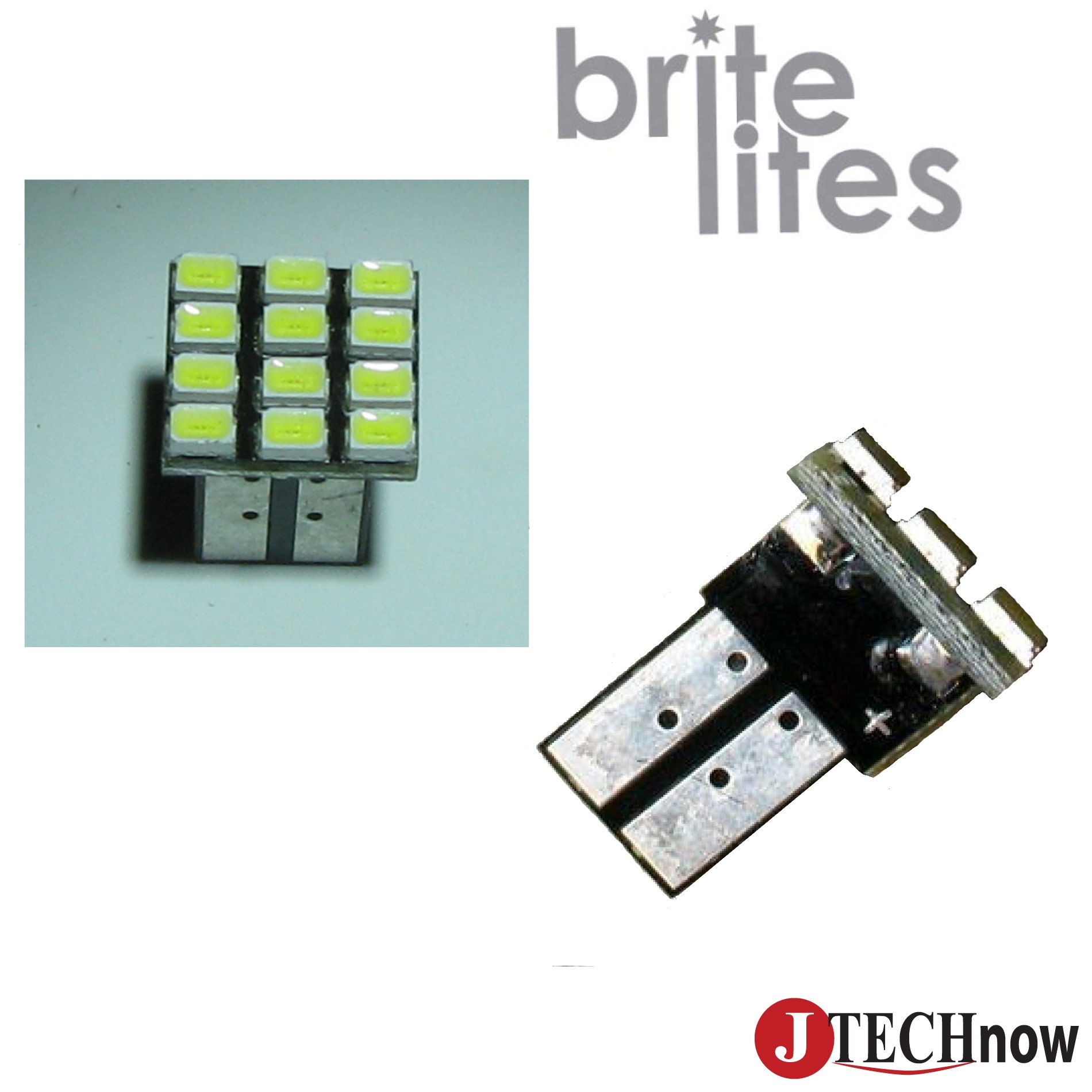 britelitesJtech 2 x 194 168 2825 T10 12 SMD LED Car Lights Bulbs White
