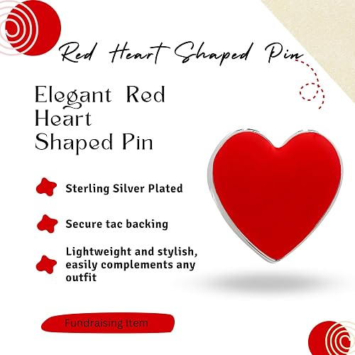 Buy 1/2/5/25/50/100/500pcs Red Heart and Dress Sterling Silver Plated pin -  Heart Condition - Support Heart Health - red Brooch - Great for Fundraising  and Gift-Giving, 1 Piece, Silver, silver plated at Amazon.in