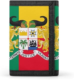 Benin Flag National Emblem Slim Trifold Wallet with ID Window And Credit Card Holder Coin Pouch