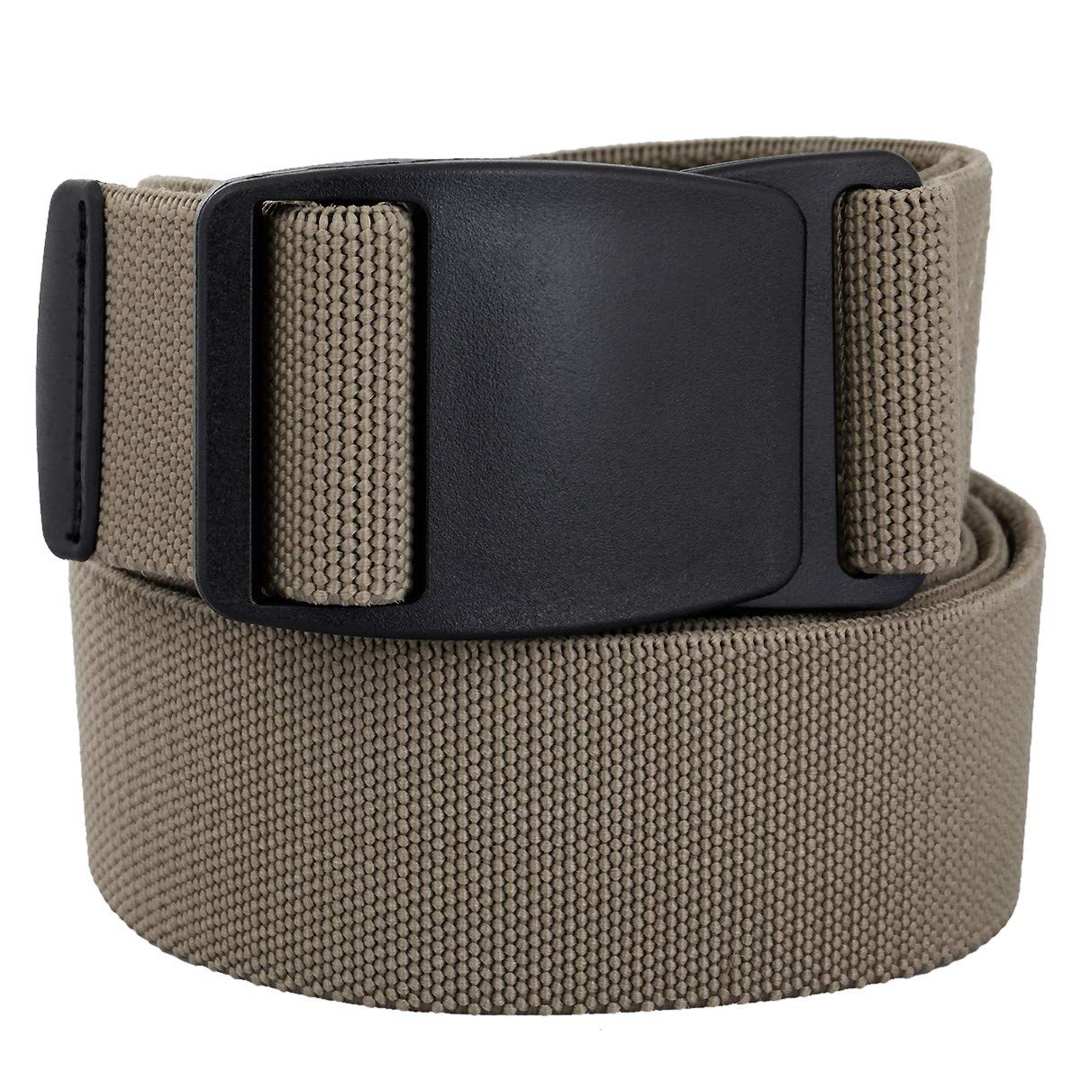 Kyeygwo Men's Khaki Casual Belts For Woman, Solid Color Web Belt Waistband With Plastic Buckle,