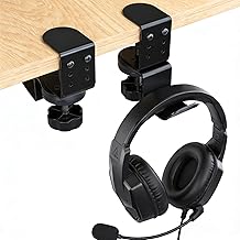 Headphone Hanger, Desk Side, 360° Rotation, Headphone Hook, Clamp Type, Headphone Stand, Steel, Easy to Install, Space Saving, Can Be Stored Under Desk, Load Capacity 6.6 lbs (3 kg) (Black)
