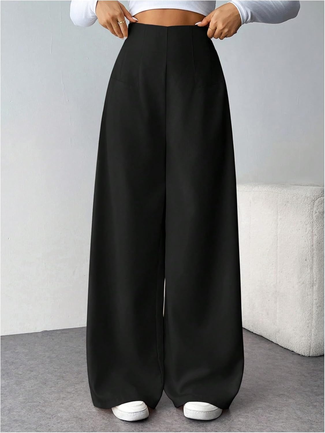 GORGLITTER Women's Wide Leg Dress Pants High Waisted Business Casual Trousers Dressy Work Office Pants - Image 3