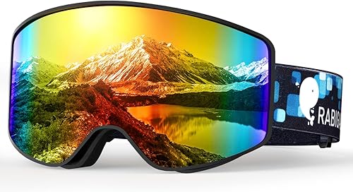 RABIGALA Gafas de esquí OTG para nieve, snowboard, sin marco, antivaho, gafas de esquí para mujeres, hombres y adultos