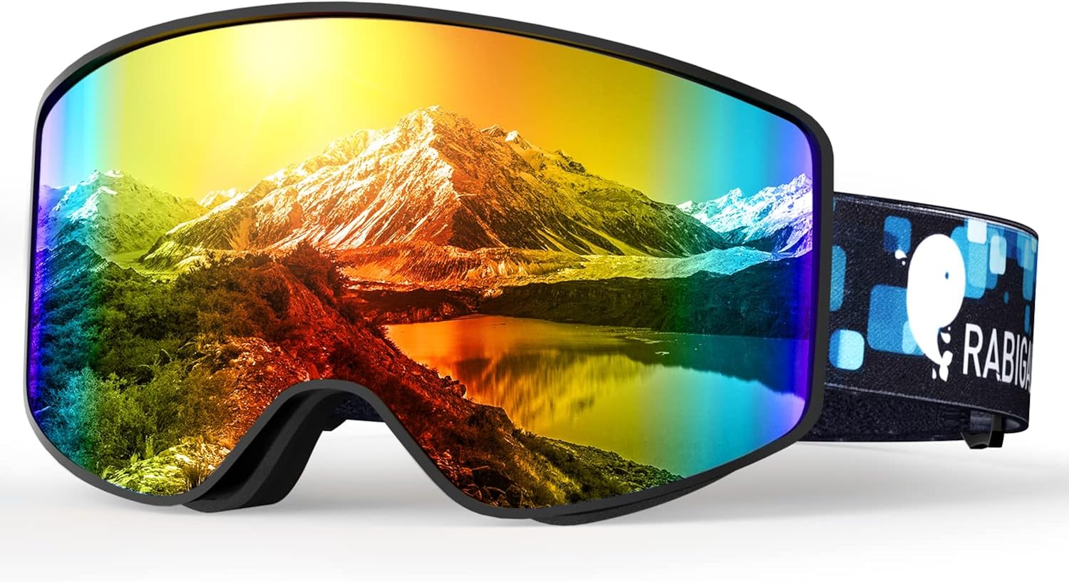 RABIGALA Ski Goggles OTG Snow Snowboarding Goggles Frameless Anti-fog Skiing Goggles for Women Men Adult