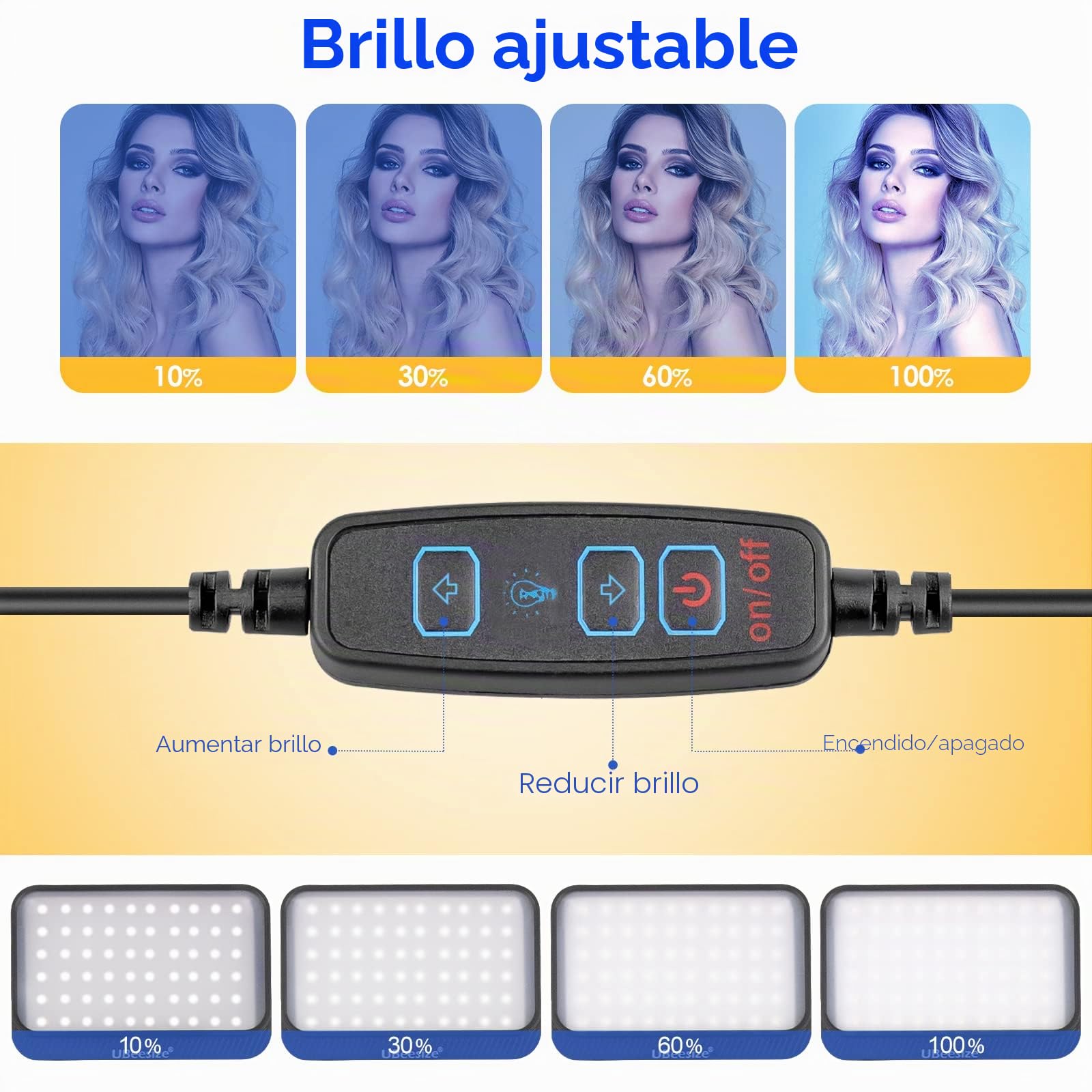UBeesize Foco Fotografia, 2piezas Kit de Luz LED de Video Iluminación Continua Regulable de 6000K con Trípode y Filtros de Color Focos para Grabación de Video, Disparo