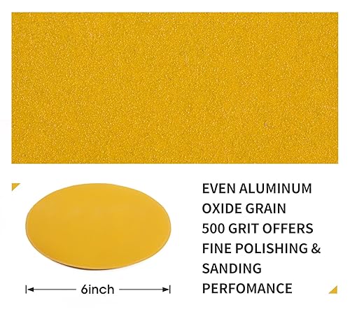 Miniatura 22 de S SATC 100 discos de lija PSA de 6 pulgadas, papel de lija con parte trasera adhesiva de grano 80 para taladro, papel de lija automotriz redondo