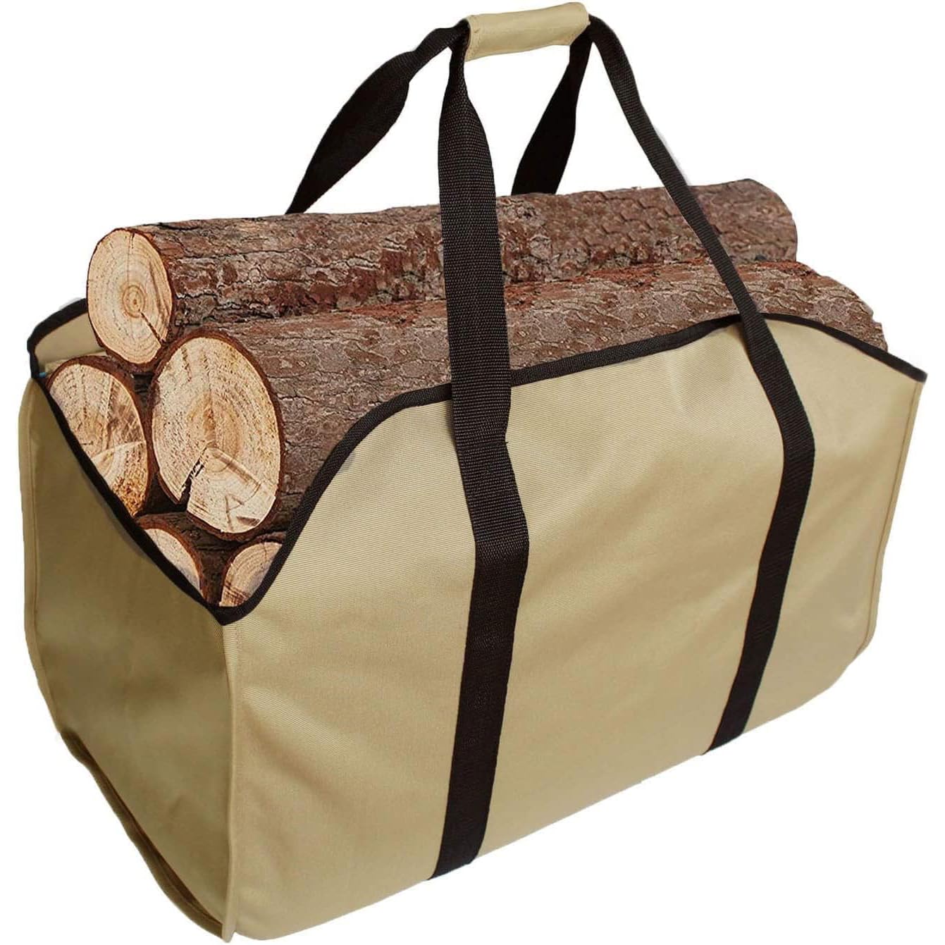 BEISUOSI Firewood Log Carrier Tote Bag,Canvas Firewood Holder，Extra Large Durable Wood Stoves,Firewood,Logs, Camping,Landscaping (YELLOW, L)