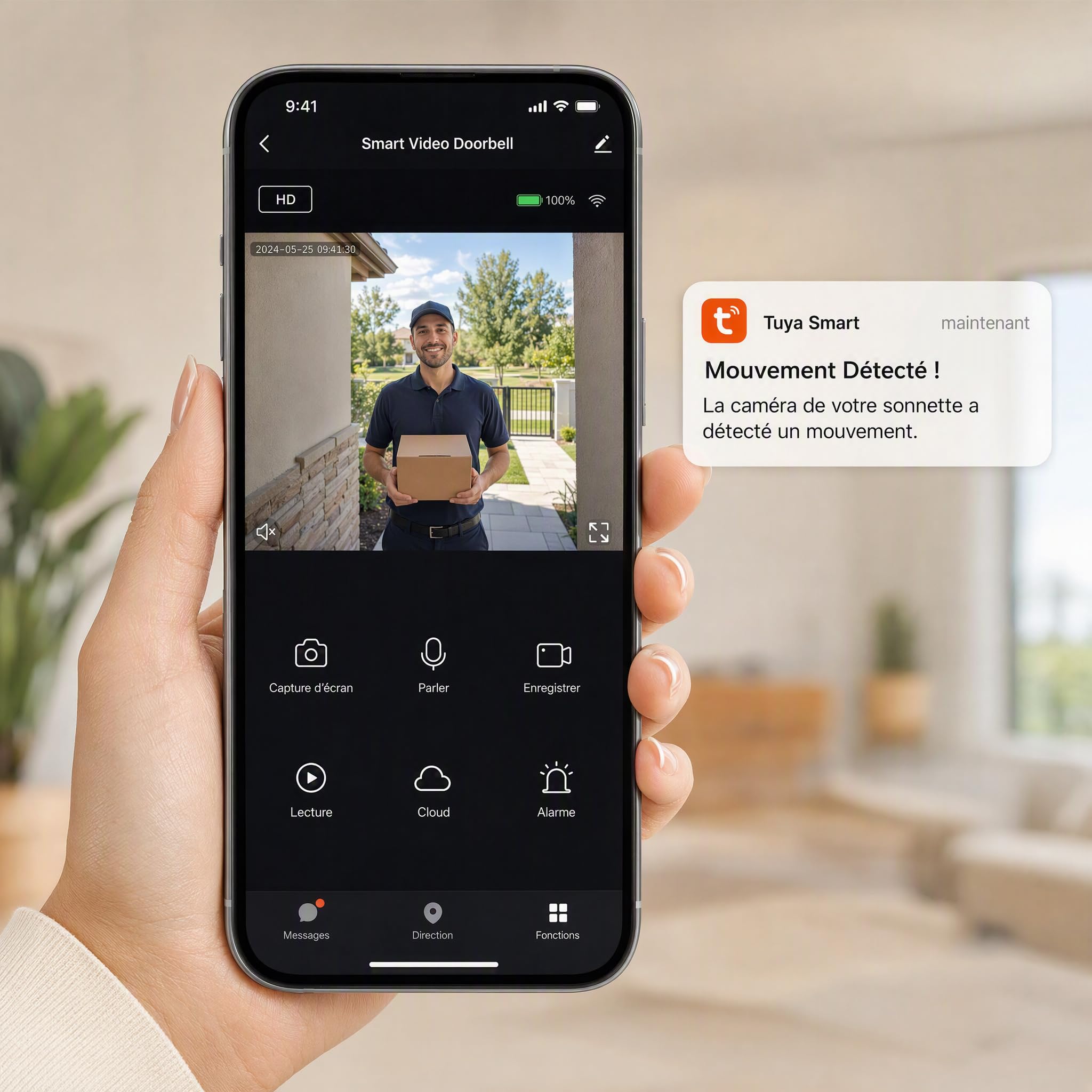 Whychstore Videocitofono wireless con copertura a energia solare, videocitofono 1080P con visione notturna e rilevamento del movimento PIR, IP65 impermeabile Smart Home Security per Tuya