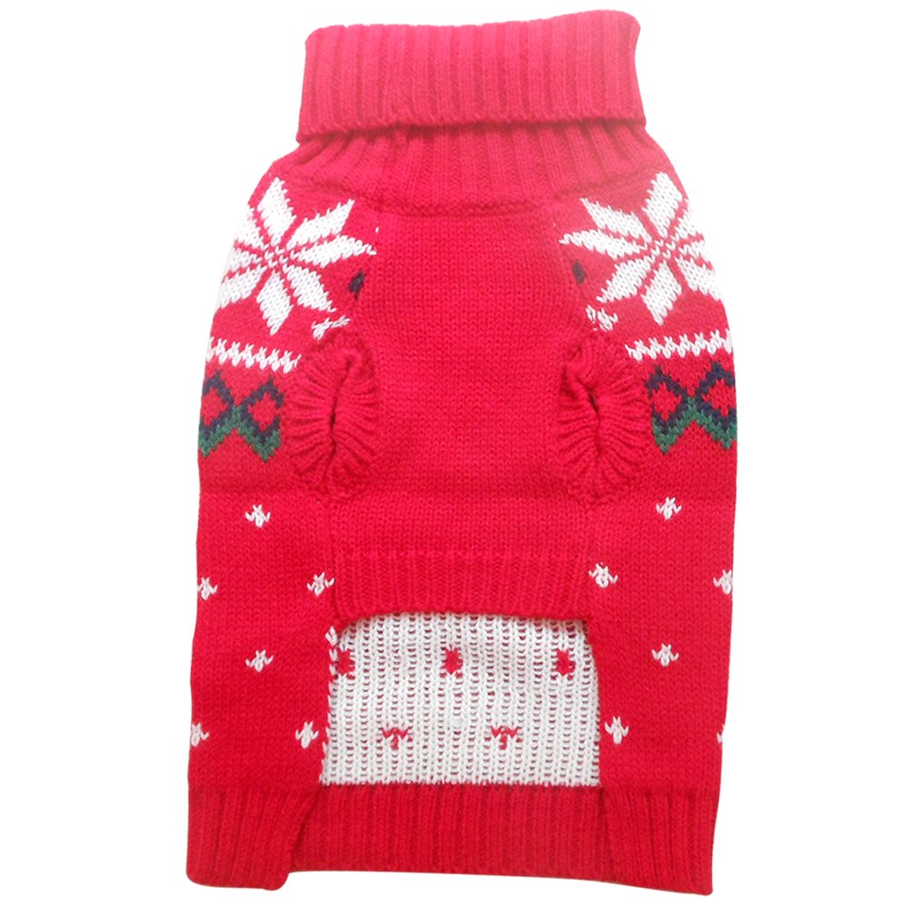 Tangpan Snow Print Pet Dog Turtleneck Sweater Apparel Color Red Size L